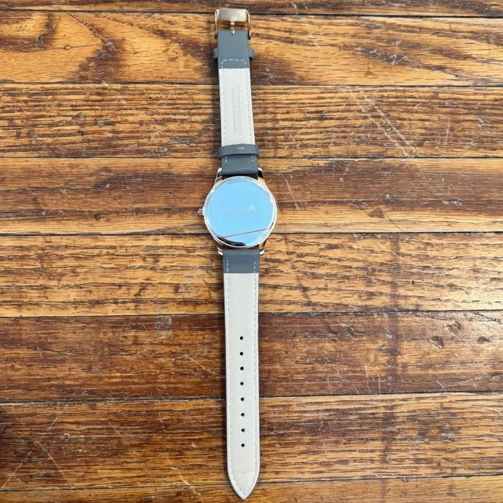 Monroe Classique Sunburst‎ Solerose Rose Gold Watch Grey Leather Water Resistan
